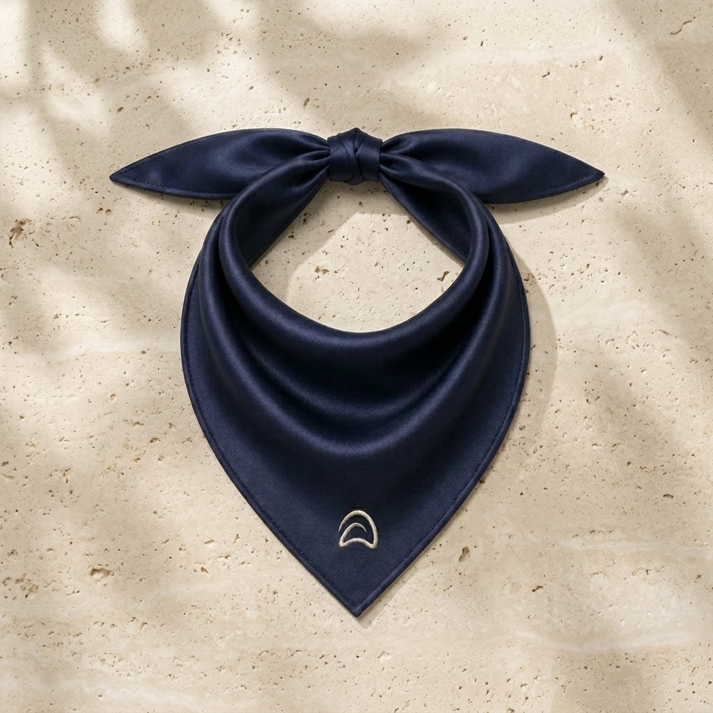 Satin Scarf — Navy Blue