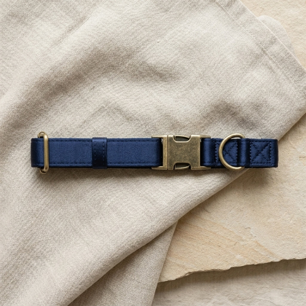Satin-lined collar - Navy