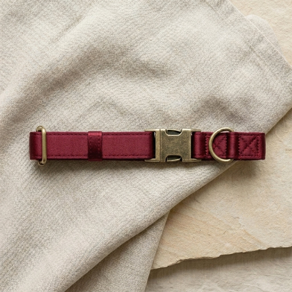 Satin-lined collar - Deep Wine